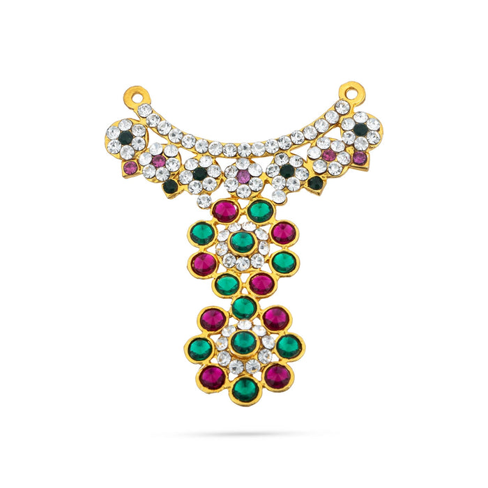 Stone Necklace - 2.5 Inches | Artificial Jewelry/ Multicolour Stone Jewellery For Deity