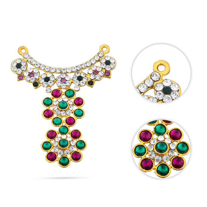 Stone Necklace - 2.5 Inches | Artificial Jewelry/ Multicolour Stone Jewellery For Deity