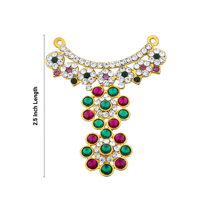 Stone Necklace - 2.5 Inches | Artificial Jewelry/ Multicolour Stone Jewellery For Deity