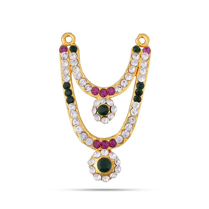 Stone Haram- 2.25 X 1.5 Inches | 2 Line Stone Necklace/Artificial Jewelry/Multicolour Stone Jewellery For Deity