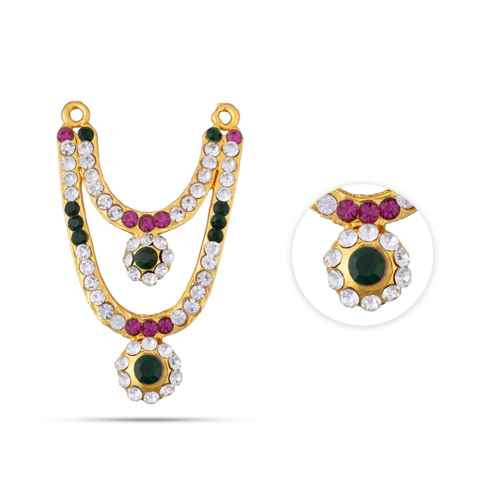 Stone Haram- 2.25 X 1.5 Inches | 2 Line Stone Necklace/Artificial Jewelry/Multicolour Stone Jewellery For Deity