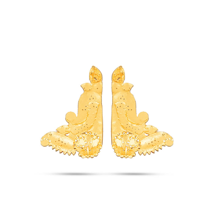 Stone Earring Pair - 3 X 2 Inches | Multicolour Stone Karna Pathakam/ Studs Earring For Deity Decor