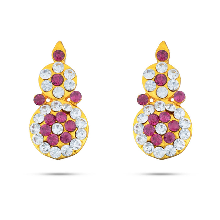 Stone Earring Pair - 1.25 X 0.5 Inches | Stone Karna Pathakam/ Studs Earring For Deity Decor