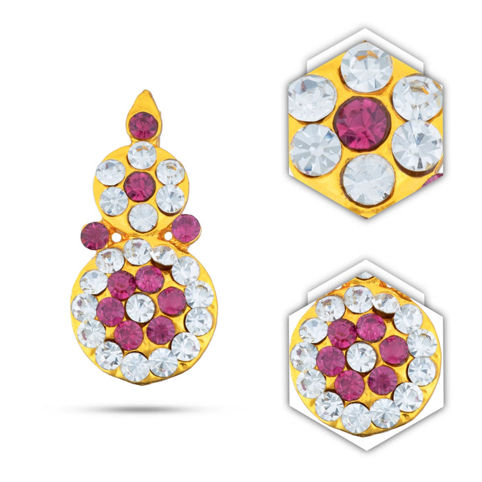 Stone Earring Pair - 1.25 X 0.5 Inches | Stone Karna Pathakam/ Studs Earring For Deity Decor