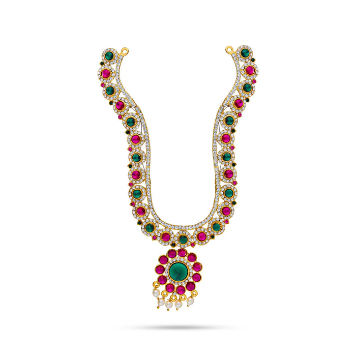 Stone Necklace - 8 Inches | Multicolour Stone Jewellery with Pendant / Artificial Jewellery for Deity Decor