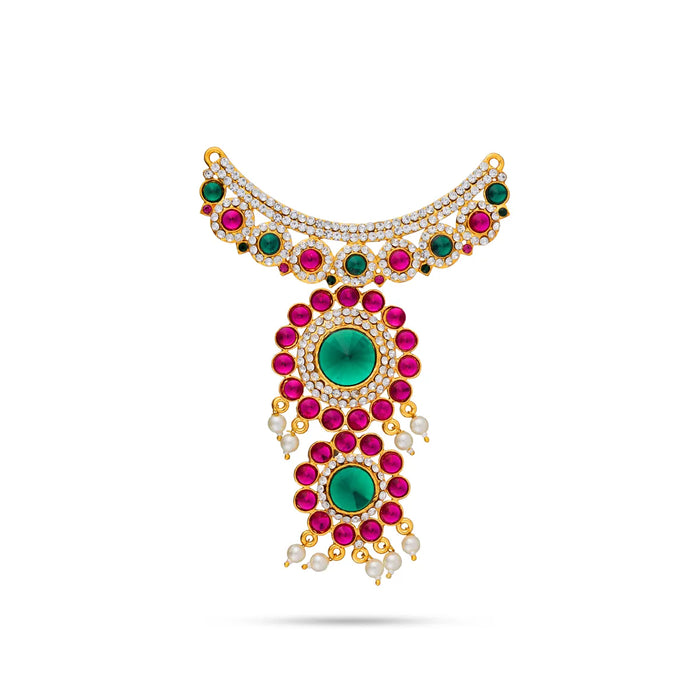 Stone Necklace - 8 Inches | Multicolour Stone Jewellery with Pendant / Artificial Jewellery for Deity Decor