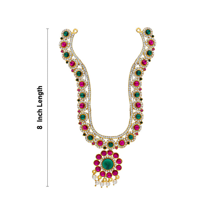 Stone Necklace - 8 Inches | Multicolour Stone Jewellery with Pendant / Artificial Jewellery for Deity Decor