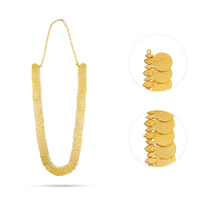 Kaasumala - 16 Inches | Artificial Jewellery/ 100 Coins Kasumalai/ Gold Polish Jewelry For Bridal & Deity