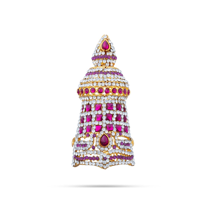 Half Crown - 3.5 x 1.25 Inches | Multicolour Stone Turban/ Half Kiridam/ Half Kireedam for Deity
