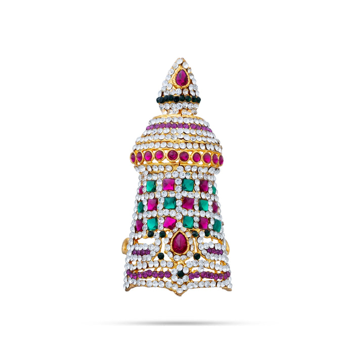 Half Crown - 3.5 x 1.25 Inches | Multicolour Stone Turban/ Half Kiridam/ Half Kireedam for Deity
