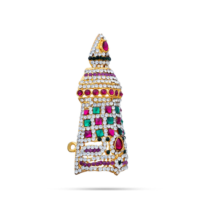 Half Crown - 3.5 x 1.25 Inches | Multicolour Stone Turban/ Half Kiridam/ Half Kireedam for Deity