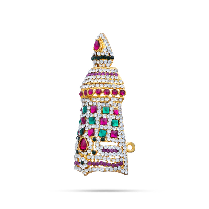 Half Crown - 3.5 x 1.25 Inches | Multicolour Stone Turban/ Half Kiridam/ Half Kireedam for Deity