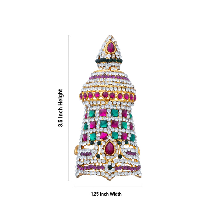 Half Crown - 3.5 x 1.25 Inches | Multicolour Stone Turban/ Half Kiridam/ Half Kireedam for Deity