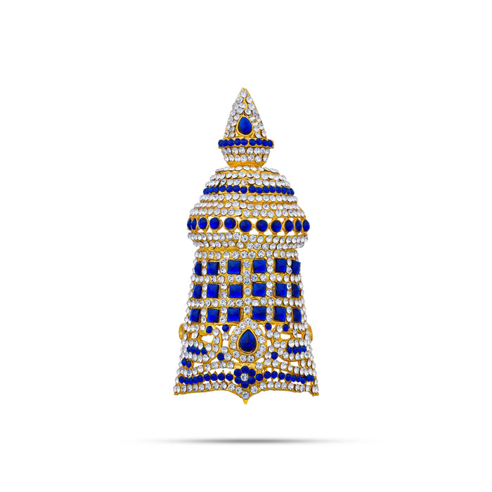 Half Stone Crown - 4.5 x 2.25 Inches | Stone Kireedam / Kiridam / Mukut For Deity Alankaram