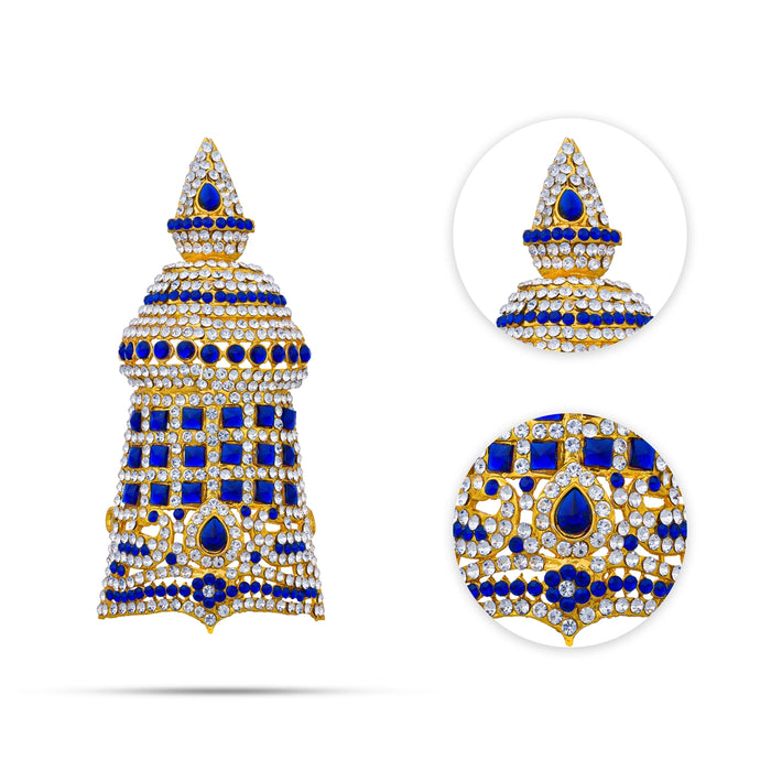 Half Stone Crown - 4.5 x 2.25 Inches | Stone Kireedam / Kiridam / Mukut For Deity Alankaram