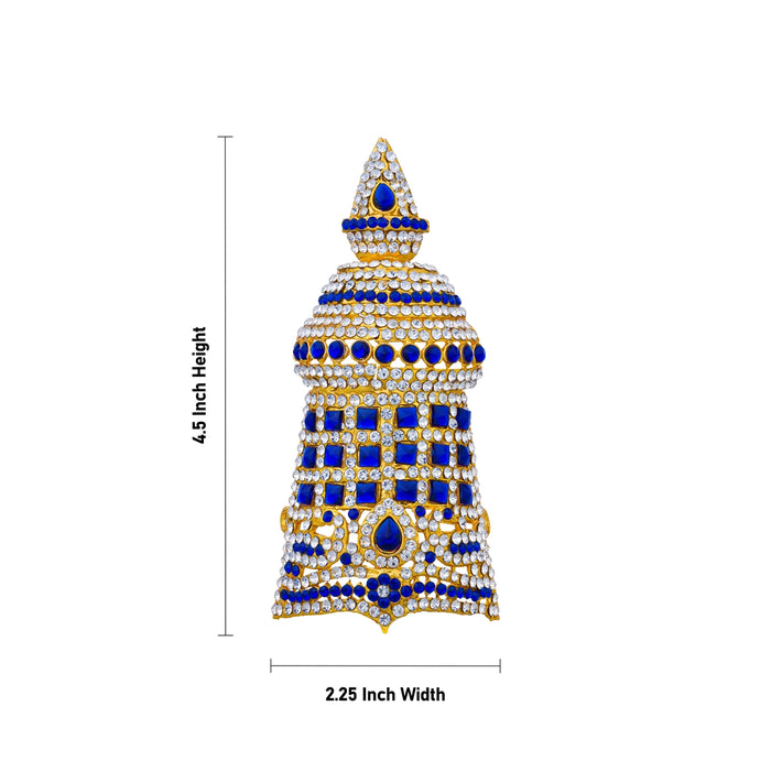 Half Stone Crown - 4.5 x 2.25 Inches | Stone Kireedam / Kiridam / Mukut For Deity Alankaram