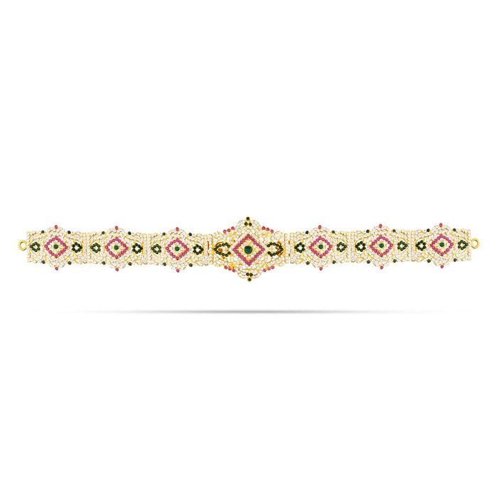 Stone Hip Belt - 3 x 15 Inches | Artificial Jewellery/ Multicolour Stone Waist Belt/ Stone Jewelry for Deity