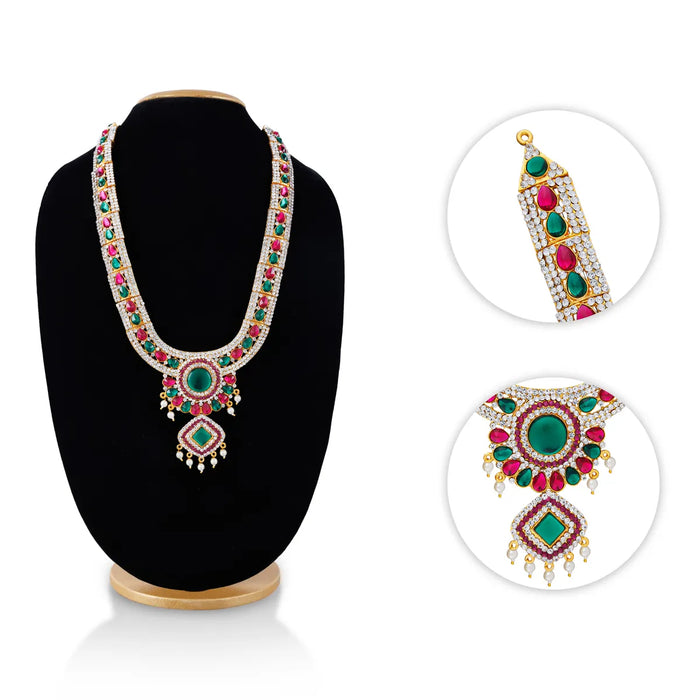 Stone Necklace - 13.5 Inches | Multicolour Stone Jewellery/ Artificial Jewelry for Deity Decor