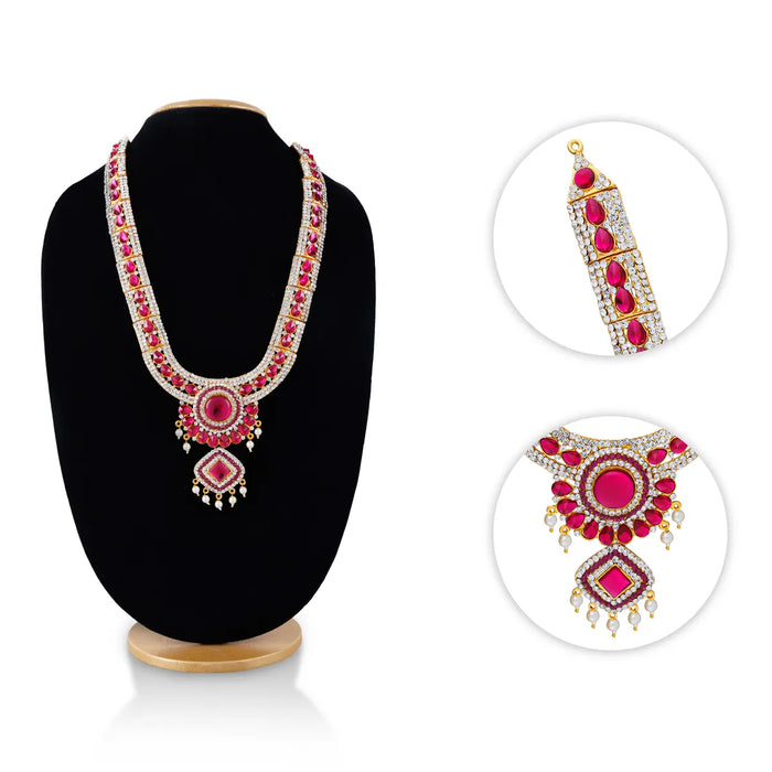 Stone Necklace - 13.5 Inches | Multicolour Stone Jewellery/ Artificial Jewelry for Deity Decor