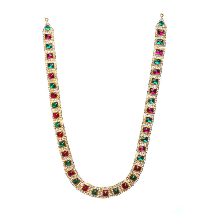 Stone Haram - 13 X 6 Inches | Stone Jewelry/ Multicolour Stone Necklace/ Artificial Jewellery For Deity Decor