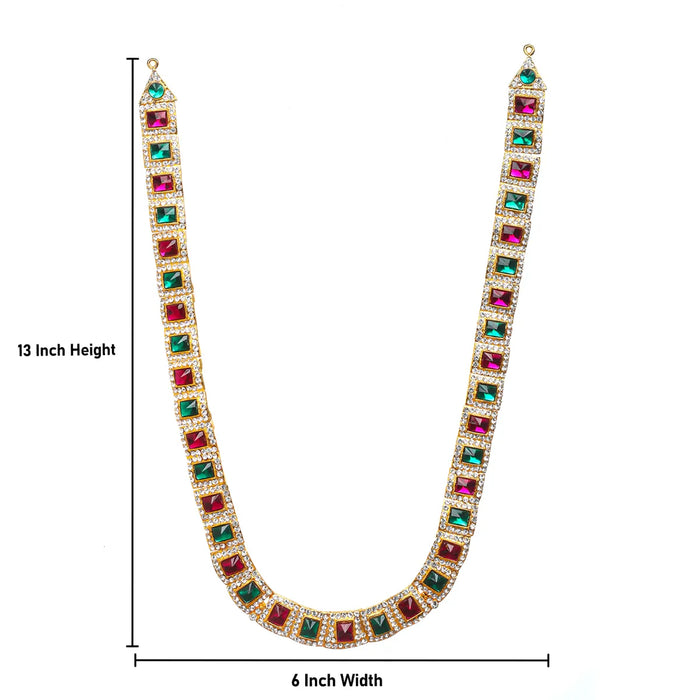 Stone Haram - 13 X 6 Inches | Stone Jewelry/ Multicolour Stone Necklace/ Artificial Jewellery For Deity Decor