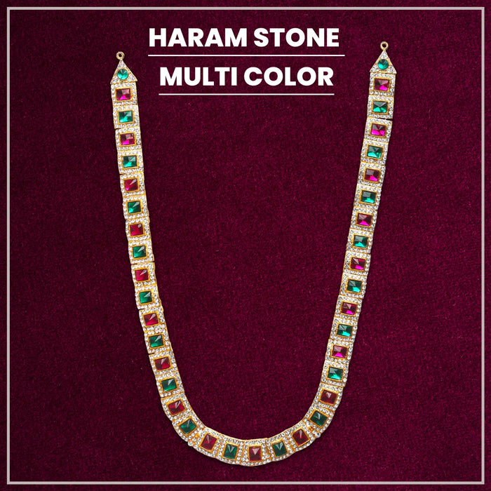Stone Haram - 13 X 6 Inches | Stone Jewelry/ Multicolour Stone Necklace/ Artificial Jewellery For Deity Decor