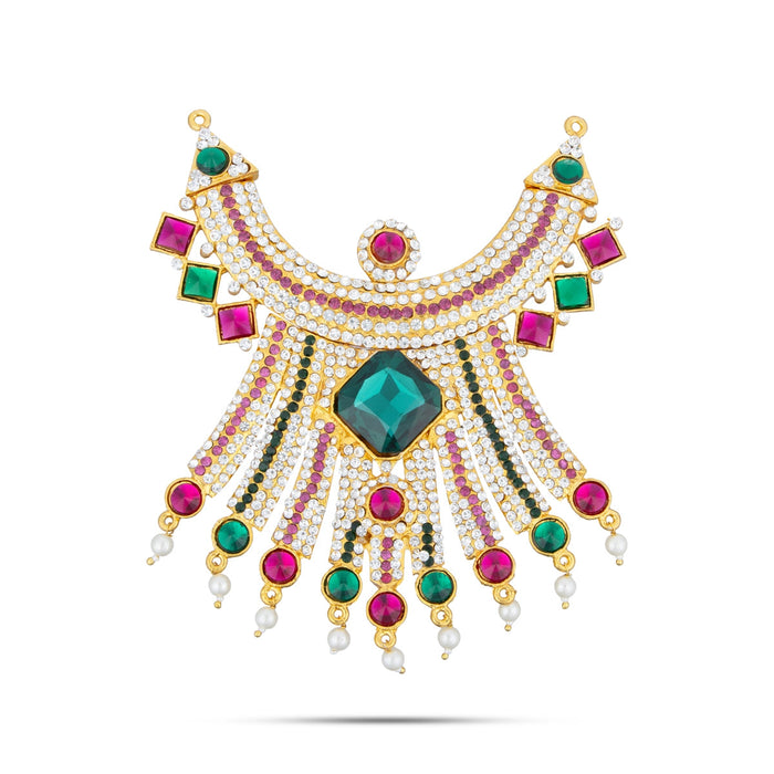 Stone Necklace - 6 x 3 Inches | Multicoloured Stone Jewellery/ Artificial Jewelry for Deity