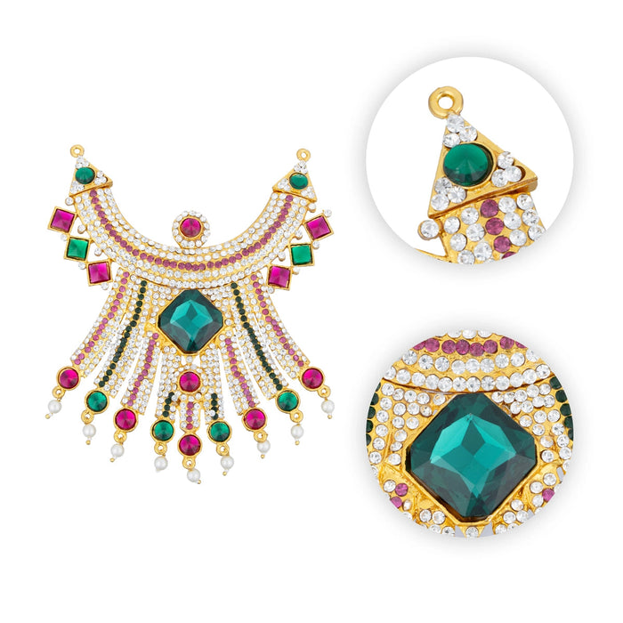 Stone Necklace - 6 x 3 Inches | Multicoloured Stone Jewellery/ Artificial Jewelry for Deity