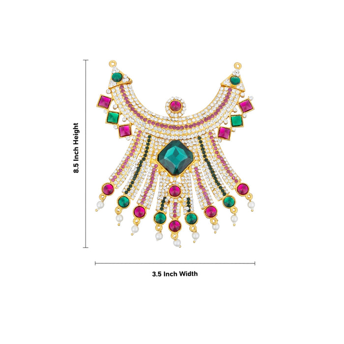 Stone Necklace - 6 x 3 Inches | Multicoloured Stone Jewellery/ Artificial Jewelry for Deity