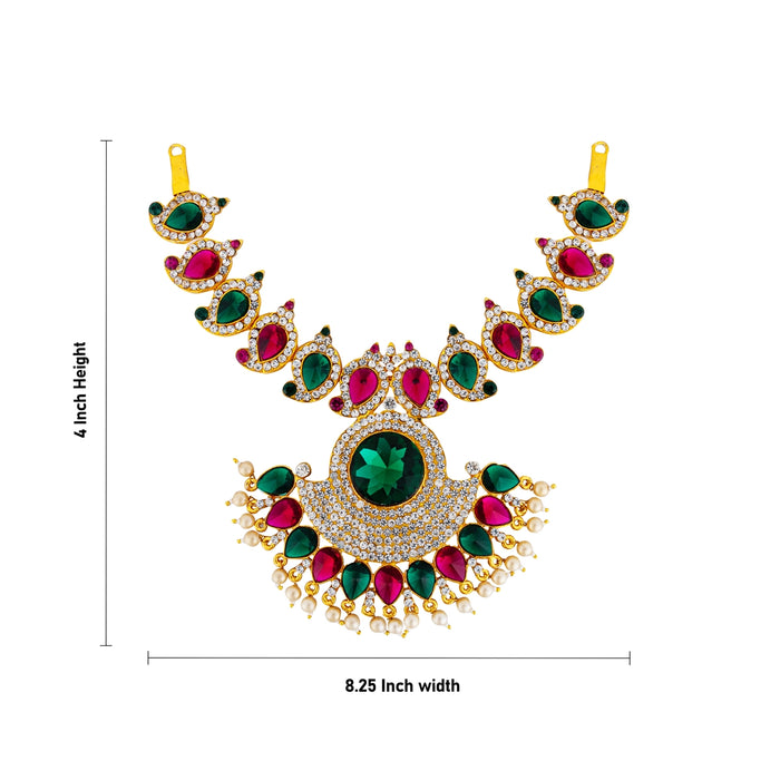 Stone Necklace - 4 x 8.25 Inches | Multicolour Stone Jewellery/ Artificial Jewelry for Deity Alangaram