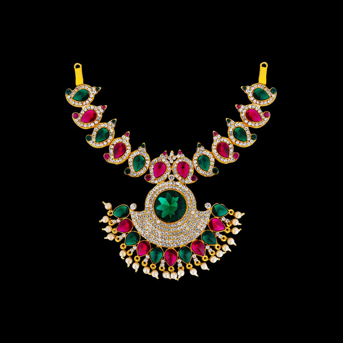Stone Necklace - 4 x 8.25 Inches | Multicolour Stone Jewellery/ Artificial Jewelry for Deity Alangaram