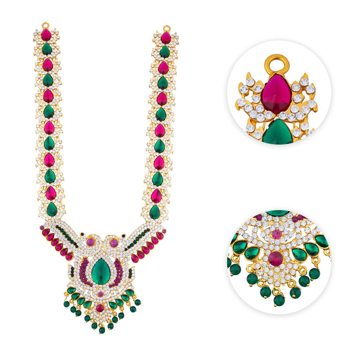 Stone Haram - 16 X 3.5 Inches | Artificial Jewellery/ Multicolour Stone Jewelry For Deity Decoration