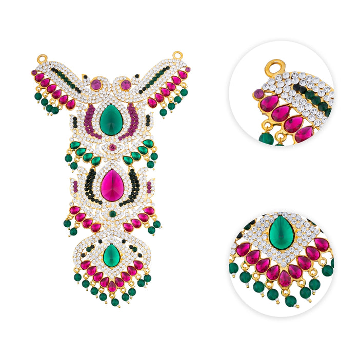 Stone Haram - 16 X 3.5 Inches | Artificial Jewellery/ Multicolour Stone Jewelry For Deity Decoration