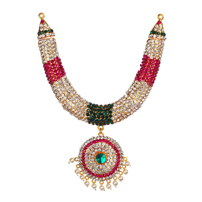 Stone Necklace - 8 X 6 Inches | Multicolour Stone Jewelry/ Necklace/ Artificial Jewellery For Deity Decor