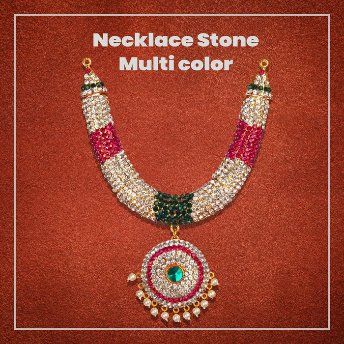 Stone Necklace - 8 X 6 Inches | Multicolour Stone Jewelry/ Necklace/ Artificial Jewellery For Deity Decor