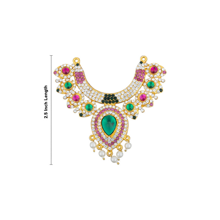 Stone Necklace - 3.5 X 2.5 Inches | Artificial Jewellery/ Multicolour Stone Jewelry For Deity Alankaram