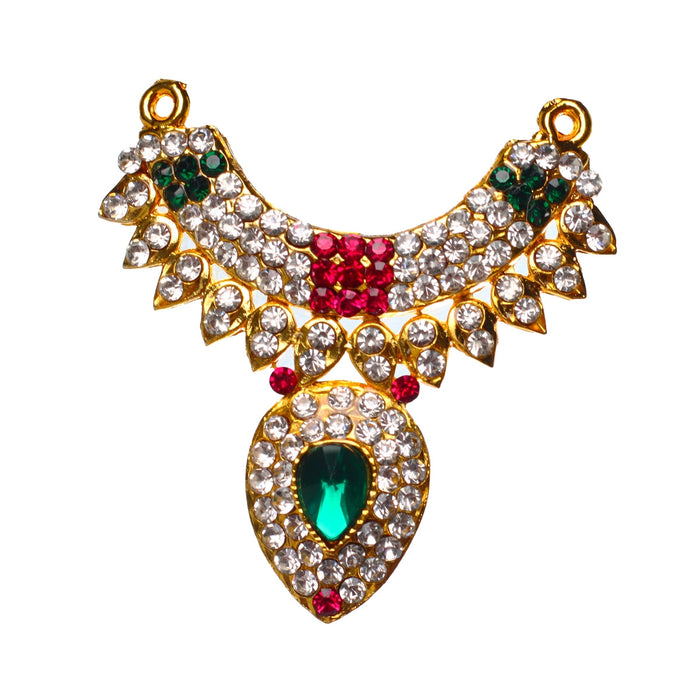 Stone Necklace - 3 X 2 Inches | Artificial Jewellery/ Multicolour Stone Jewelry For Deity