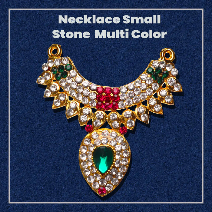Stone Necklace - 3 X 2 Inches | Artificial Jewellery/ Multicolour Stone Jewelry For Deity