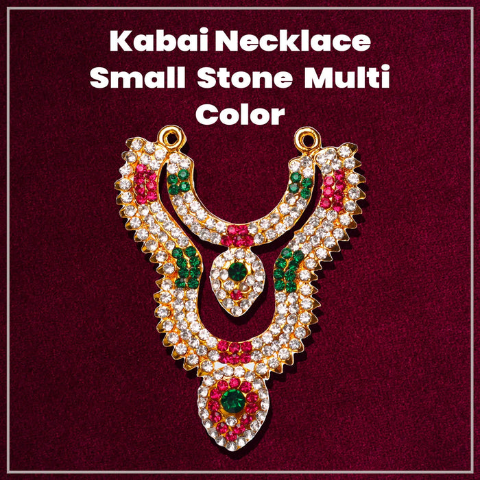 Stone Necklace - 3 X 2.5 Inches | Multicolour Stone Jewelry/ 2 Line Haram For Deity