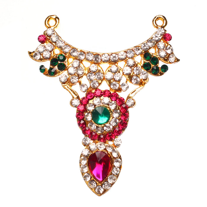 Stone Necklace - 2.5 X 1.75 Inches | Artificial Jewellery/ Multicolour Stone Jewelry For Deity
