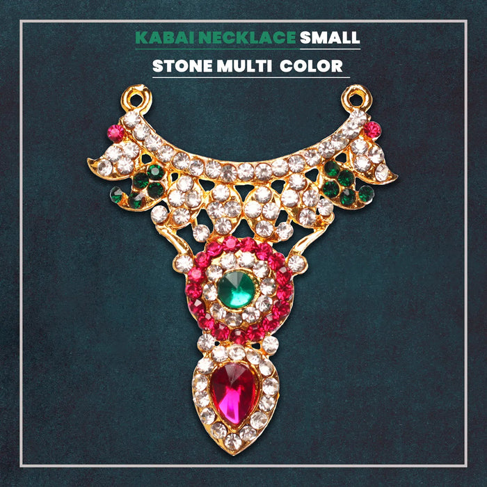 Stone Necklace - 2.5 X 1.75 Inches | Artificial Jewellery/ Multicolour Stone Jewelry For Deity