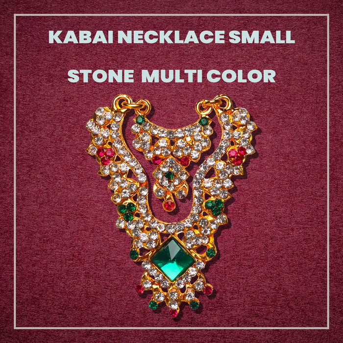 Stone Necklace & Stone Haram- 2.5 X 1.75 Inches | 2Line Artificial Jewellery/Multicolour Stone Jewelry For Deity