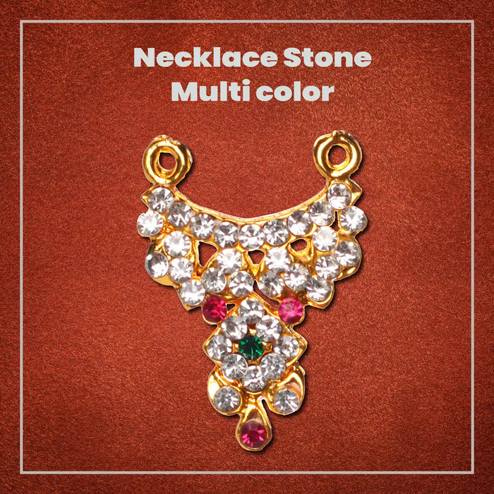 Stone Necklace - 1.5 X 1 Inches | Artificial Jewellery/ Multicolour Stone Jewelry For Deity
