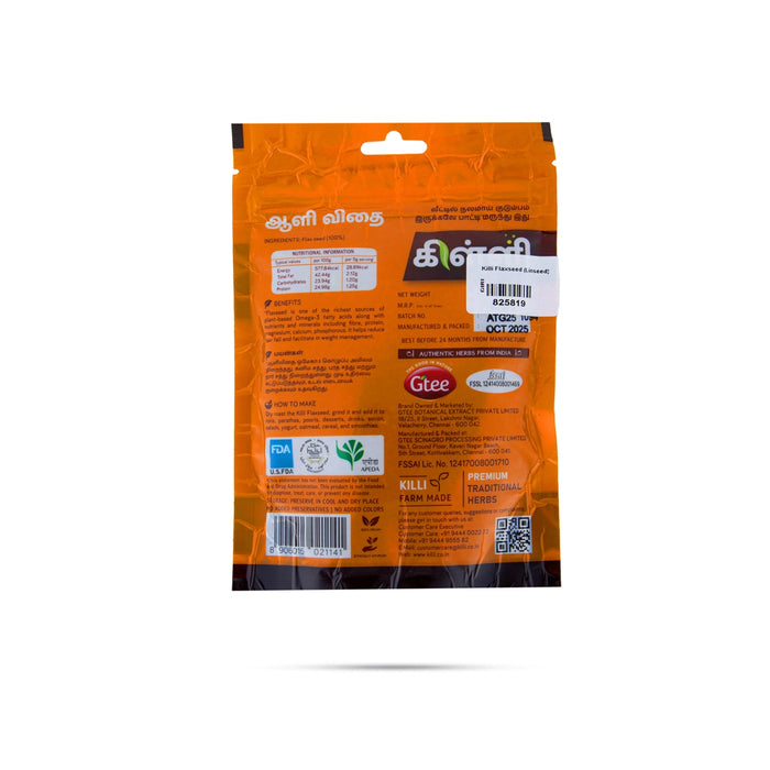 Killi Flaxseed Linseed - 100 Gms | Alsi Seed/ Aali Seed for Daily Health & Wellness