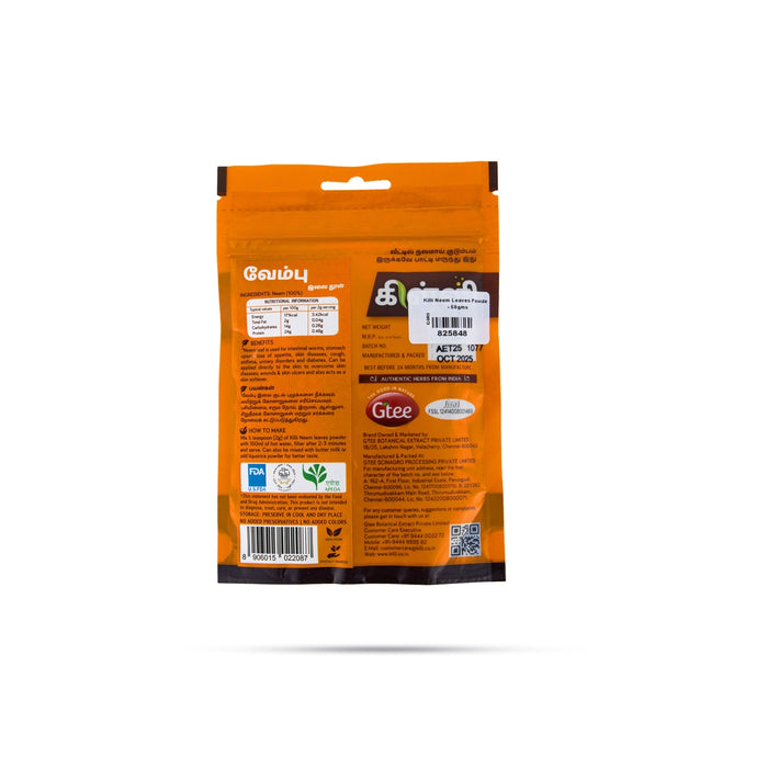 Killi Neem Leaves Powder - 50 Gms | Azadirachta Indica Powder/ Neem Powder for Ayurvedic Remedies