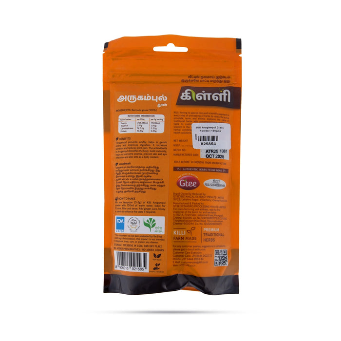 Killi Arugampul Grass Powder - 100 Gms | Arugampul Powder/ Doob Grass Powder for Digestive Health