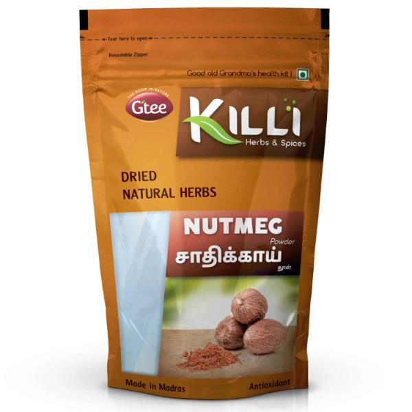 Killi Nutmeg Powder Zip Pouch - 50 Gms | Jaiphal Powder/ Jathikai Podi for Herbal Remedy