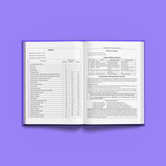 USA Calender Panchangam -2026 | Drik Ganita - Vishvavasu - Parabhava Year Panchang / Astrology Book