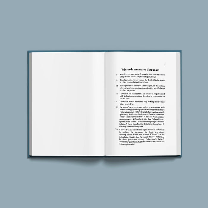 Yajurveda - Apastamba - Amavasya Tarpanam - Sanskrit - English with English Instructions | Vedas Book