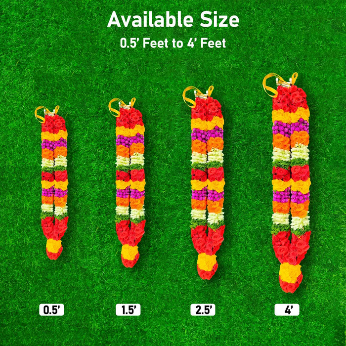 Button Rose, Jasmine and Purple Gomphrena Garland | Vadamalli God Mala For Deity Decoration
